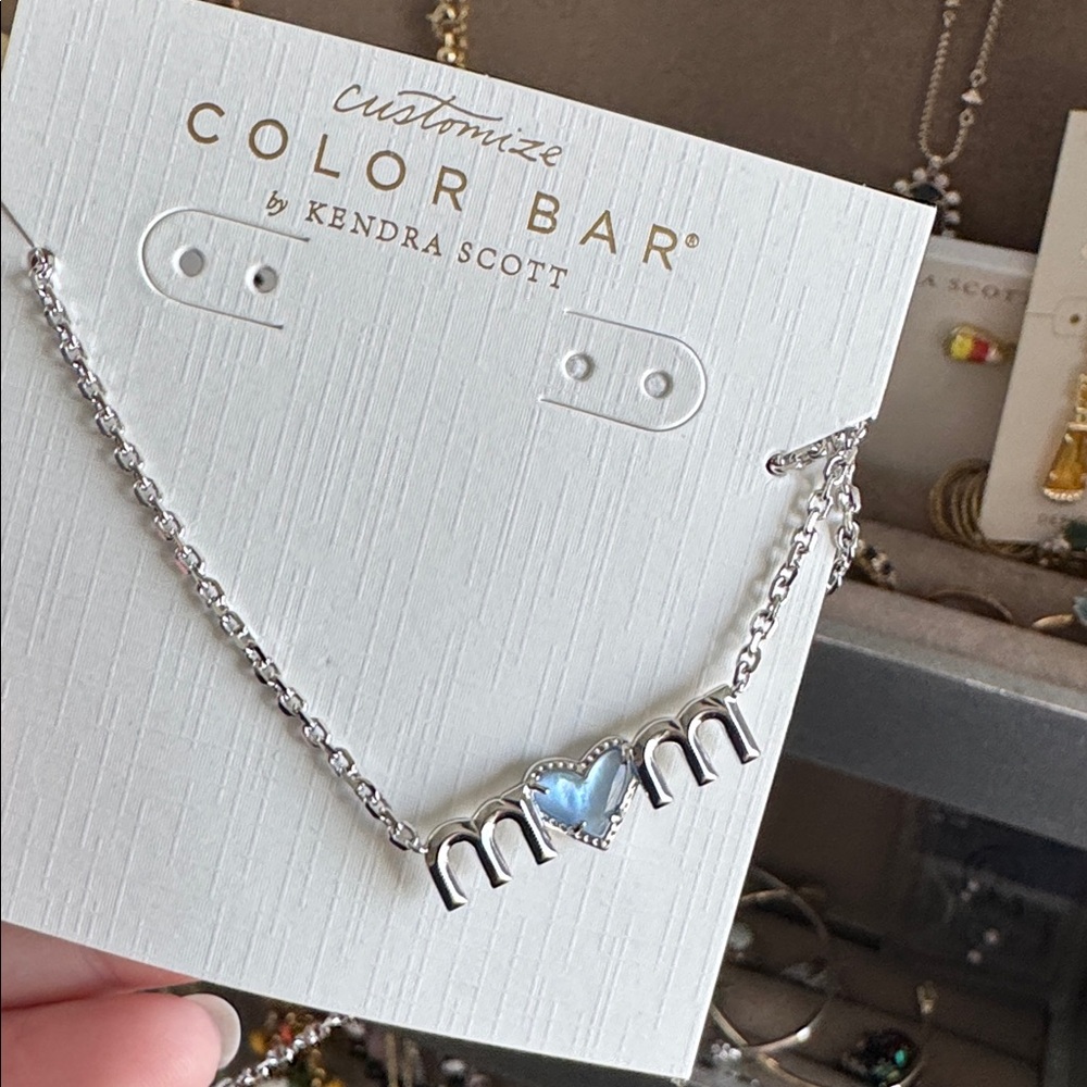 Kendra Scott Silver and Purple Heart Mom Necklace